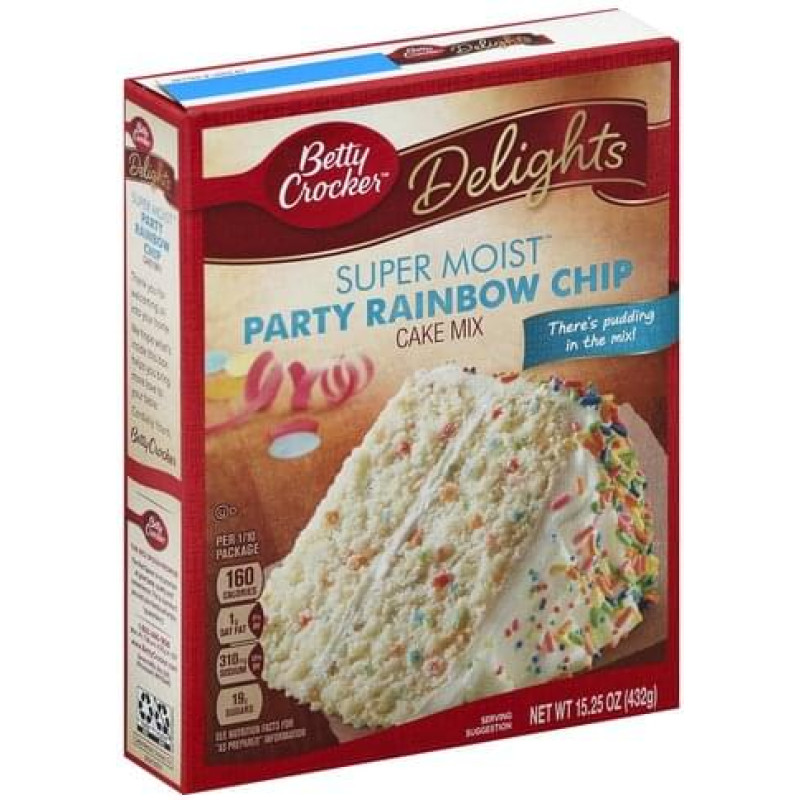 Betty Crocker Delights Super Moist Party Rainbow Chip Cake Mix Betty Crocker Delights Super Moist Party Rainbow Chip Cake Mix