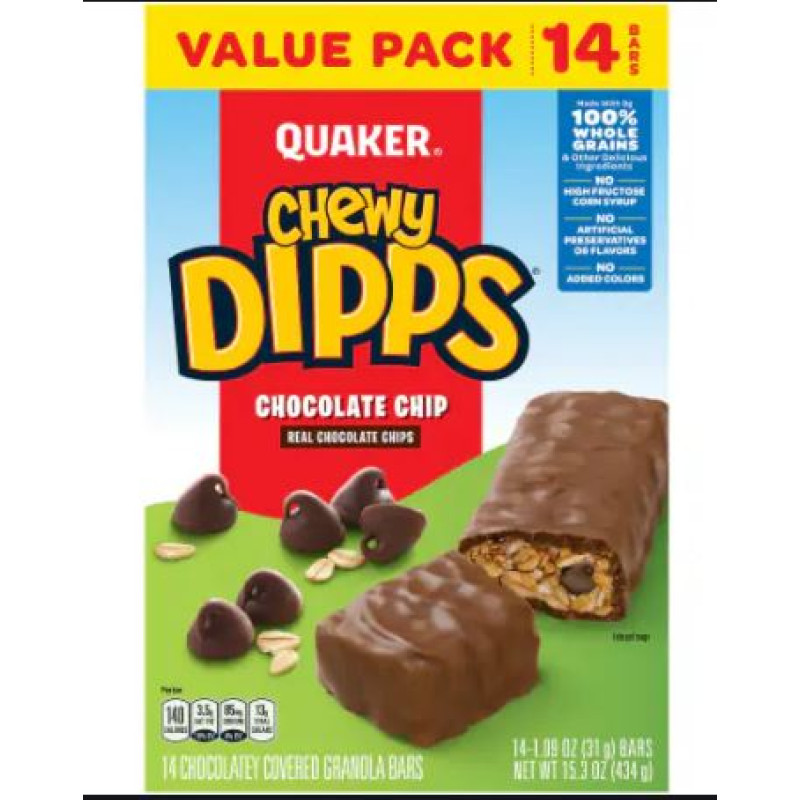 Quaker Chewy Dipps Chocolate Chip Granola Bars Quaker Chewy Dipps Chocolate Chip Granola Bars