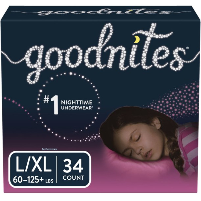 GoodNites Goodnites Girls' Bedwetting Underwear, L/XL, 34 Ct GoodNites Goodnites Girls' Bedwetting Underwear, L/XL, 34 Ct