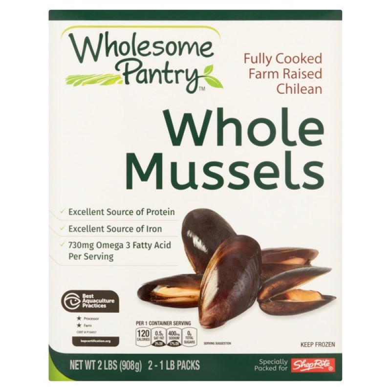 Wholesome Pantry Whole Mussels - Fully Cooked, Frozen