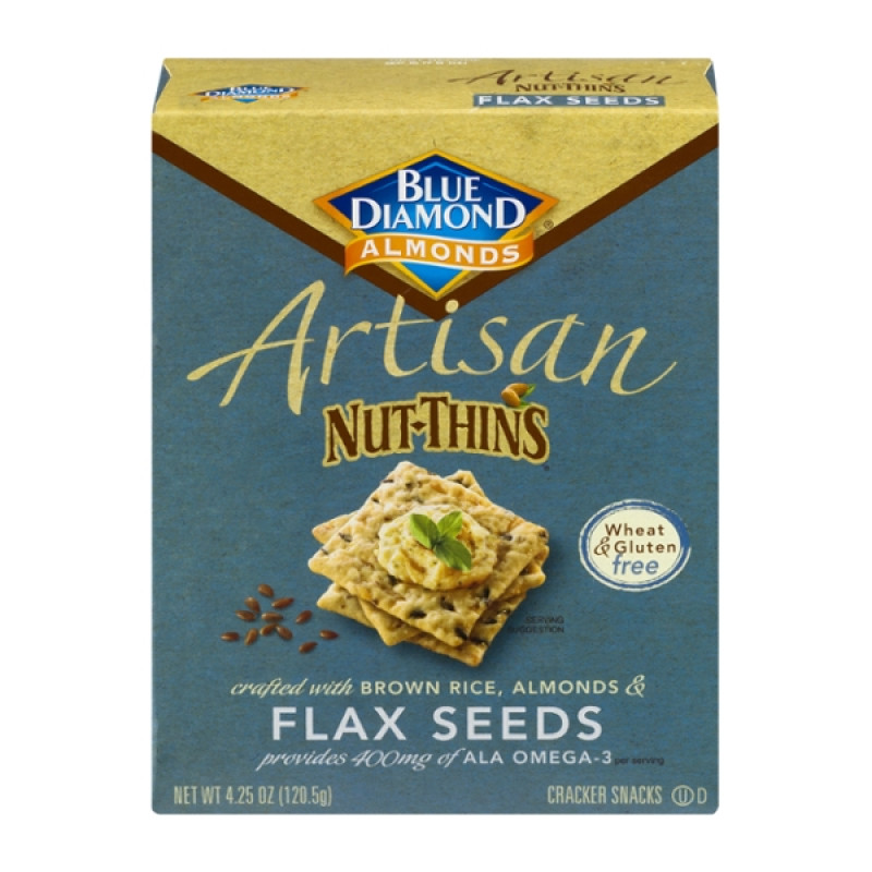Blue Diamond Almonds Artisan Nut-Thins - Flax Seeds Cracker Snacks Blue Diamond Almonds Artisan Nut-Thins - Flax Seeds Cracker Snacks