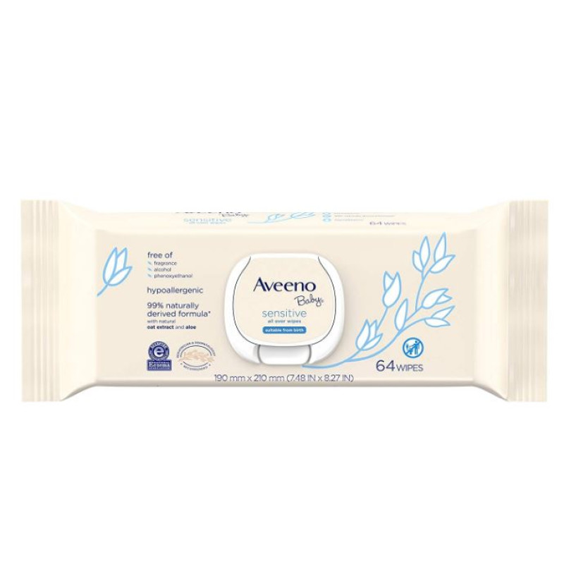 AVEENO BABY Sensitive All Over Wipes, 64 Count With Pop-Top AVEENO BABY Sensitive All Over Wipes, 64 Count With Pop-Top