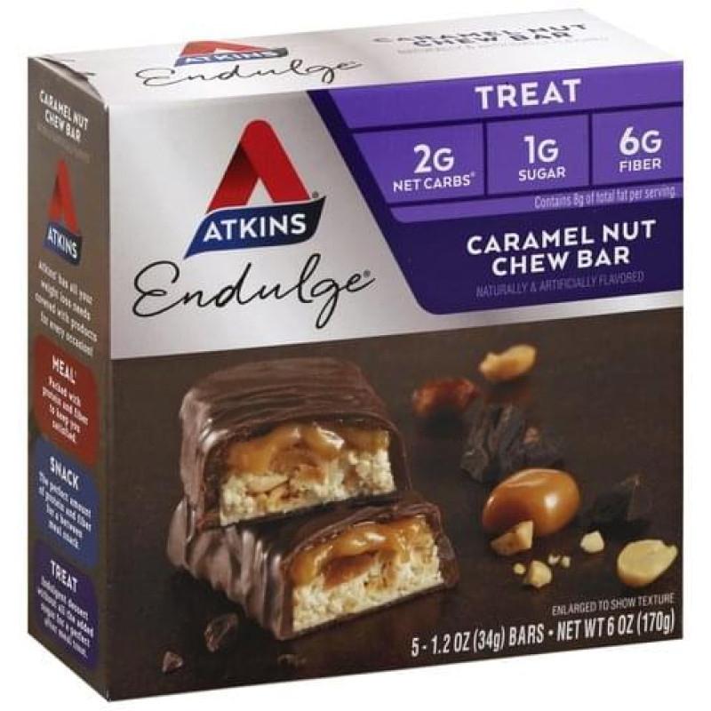 Atkins Caramel Nut Chew Bar - Endulge Atkins Caramel Nut Chew Bar - Endulge