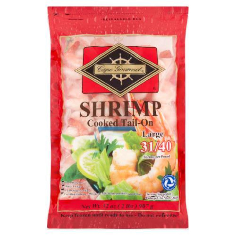 Cape Gourmet Shrimp, Large Cooked Tail-On Cape Gourmet Shrimp, Large Cooked Tail-On
