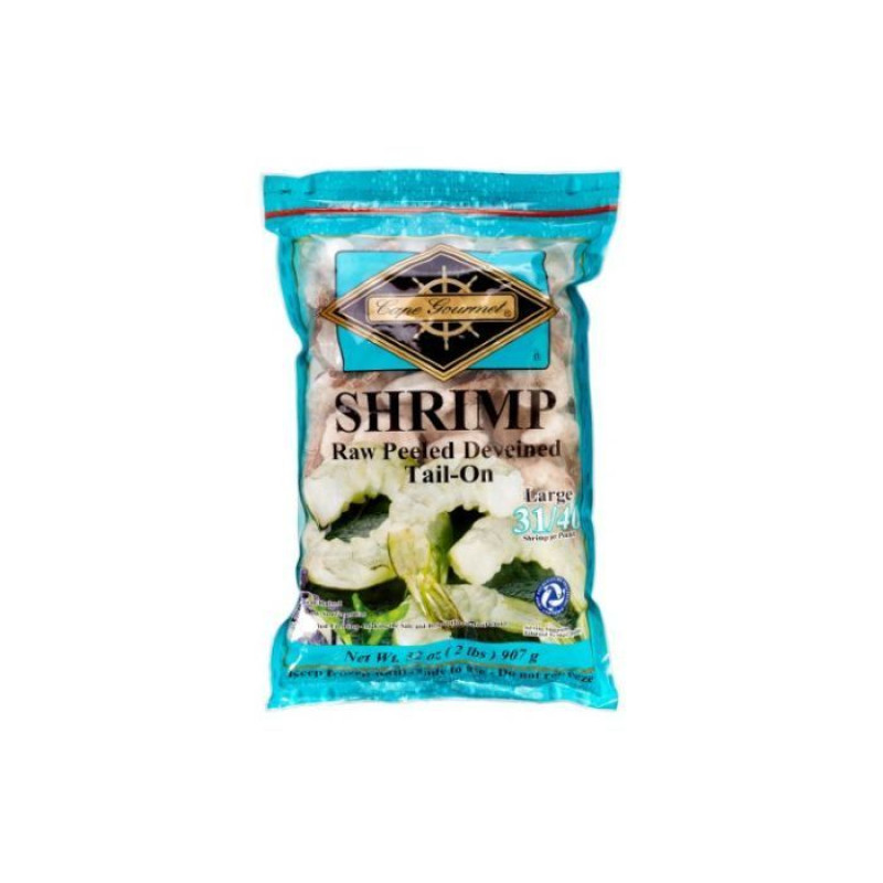 Cape Gourmet Shrimp, Colossal Raw Peeled Deveined Tail-On Cape Gourmet Shrimp, Colossal Raw Peeled Deveined Tail-On