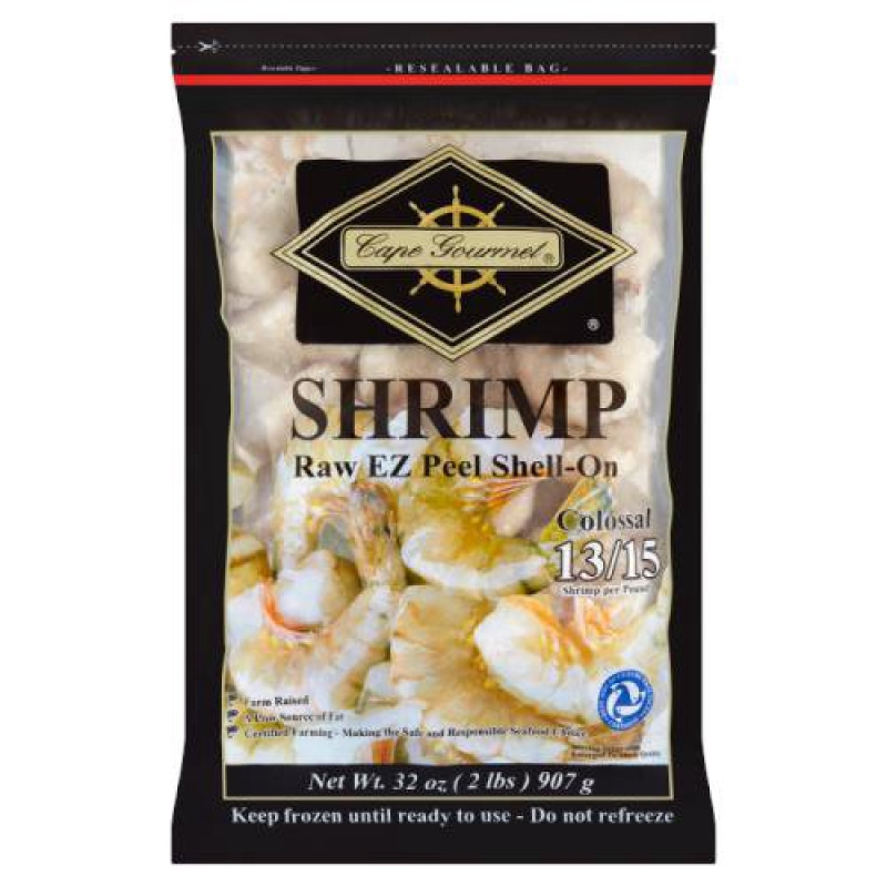 Cape Gourmet Shrimp, Colossal Raw EZ Peel Shell-On Cape Gourmet Shrimp, Colossal Raw EZ Peel Shell-On