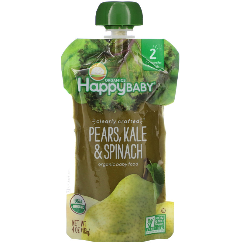Happy Baby Organic Clearly Crafted Pears, Kale & Spinach Happy Baby Organic Clearly Crafted Pears, Kale & Spinach