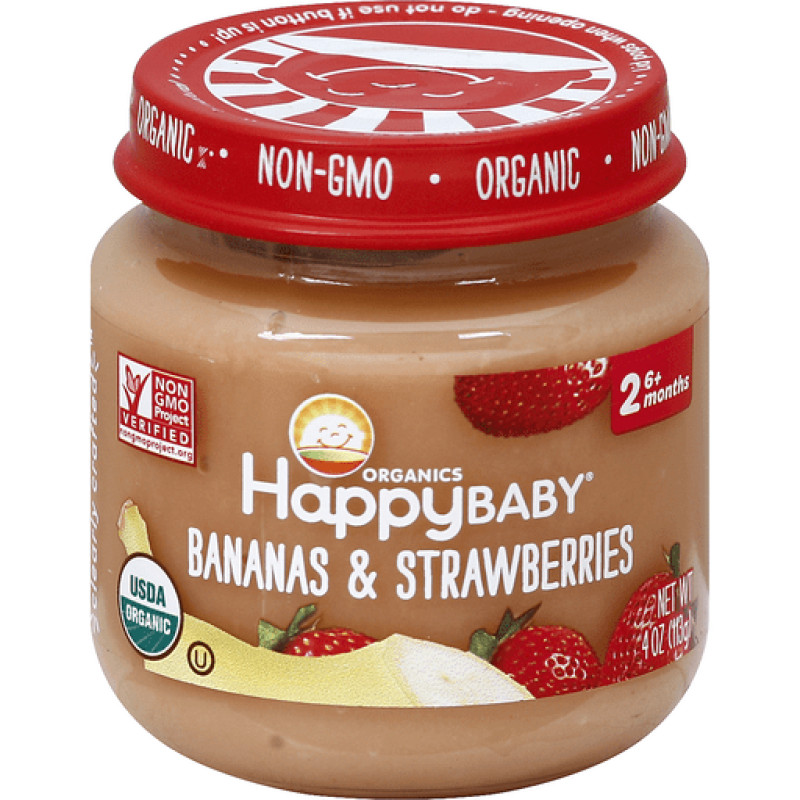 Happy Baby Organics Bananas & Strawberries Stage 2 Baby Food Happy Baby Organics Bananas & Strawberries Stage 2 Baby Food