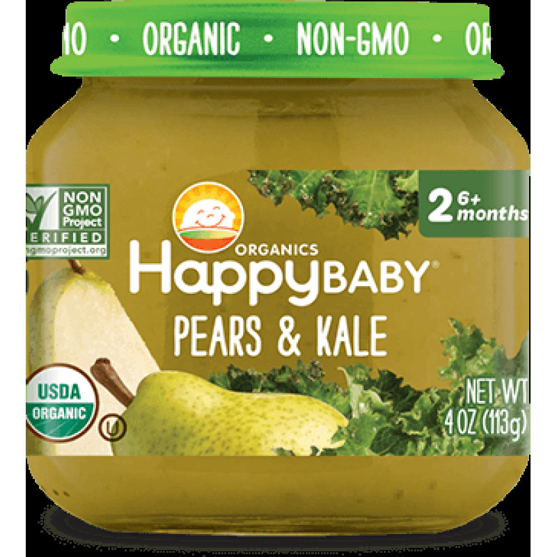 Happy Baby Organics Pears and Kale Stage 2 Baby Food Happy Baby Organics Pears and Kale Stage 2 Baby Food