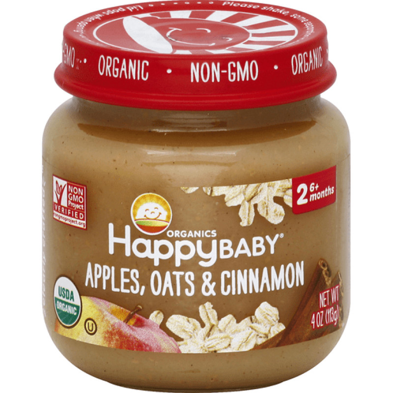 Happy Baby Organics Apples Oats & Cinnamon Stage 2 Food Happy Baby Organics Apples Oats & Cinnamon Stage 2 Food